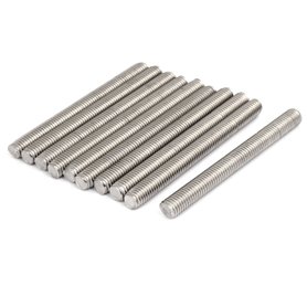 sourcing map Tige Filetée M10x100mm entièrement Fileté Acier Inoxydable 304 tige fileté goujon Argenté 10Pcs