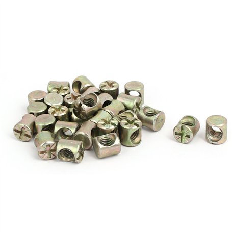 sourcing map 30pcs Écrou Cylindrique Fendu à Goujon Croisé Goupille M6 x 10mm cheville Croix fût métallique pour lit Meuble