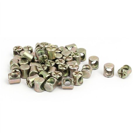 sourcing map 50pcs Écrou Cylindrique Fendu à Goujon Croisé Goupille M6 x 10mm encoches pour meuble lit chaise