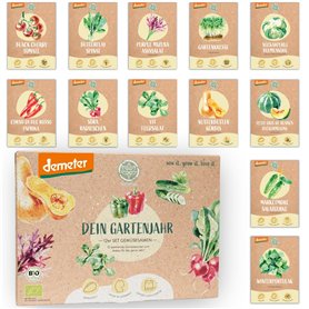Lot de 12 variétés de graines de légumes déméter pour toute l'année | Graines de légumes rares et anciennes toutes résistantes a