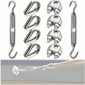 HJYDGJ Lot de 10 tendeurs de câble M8 avec serre-câble métallique de 8 mm et tendeur en acier inoxydable M8 et cosses de câble m