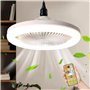 Hobaca Ventilateur de plafond 30W avec lampe E27 Base Moderne Rotatif à 180° avec lumière et télécommande, 3 Couleurs Dimmable L