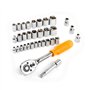 DEKO Caisse a Outil 128 Pièces, Malette Boite Coffret a Outils Complete Bricolage Avec Jeu Complet de Clés, Tournevis et Manchon