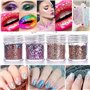12 Couleurs de Paillettes Epaisses, Pailletées Chunky Glitter de Résine Holographiques Scintillantes Epoxy Mélange pour Bricolag
