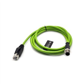 Elecbee Câble de capteur M12 codage D 4 broches mâle vers RJ45 8P8C câble droit à Double extrémité mâle 2M AWG22