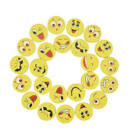 Willingoo Lot de 24 gommes à effacer pour enfant Motif Emoji Smiley