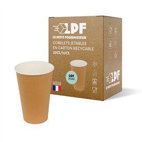 LPF LE PETIT FOURNISSEUR - Lot de 500 Gobelets jetables en Carton Kraft 30-35cl - Recyclable et Biodégradable - Gobelets café
