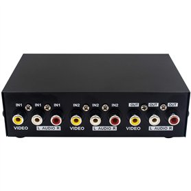 Duttek 2 Port AV commutateur RCA Switcher 2 en 1 Sortie vidéo Composite L/R boîte de sélection Audio pour Consoles de Jeu DVD ST