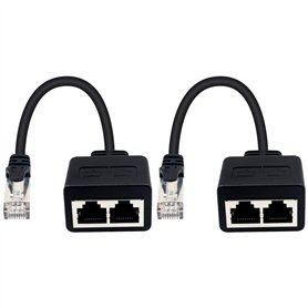 Duttek (1 Paire) Adaptateur RJ45 1 mâle vers 2 Femelles pour Extension de câble Ethernet LAN de Cat. 5/6. (Utiliser simultanémen