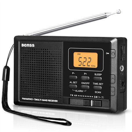 Benss Radio Portable Digitale AM FM SW Radio de Poche Mini Personnel Transistor Radio avec Haut-Parleur Affichage LED Réveil
