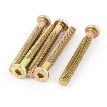 sourcing map M8 x 65mm mâle filetage Hex douille Vis à tête creuse boulons Bronze ton 5 Pcs