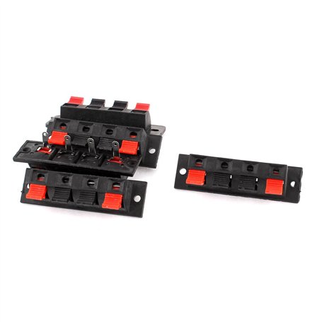 sourcingmap 5pcs 4 Voies Poussoir Serrure Connecteur Haut-Parleur Stéréo Barrette De Raccordement Bloc
