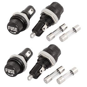 sourcing map 4 pcs bouchon à visser noir monté panneau souder douille porte-fusibles avec fusibles 5x20mm