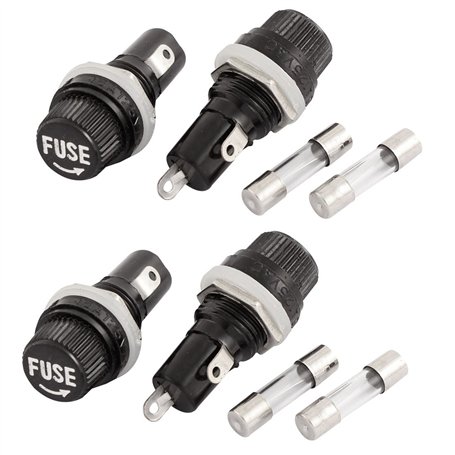 sourcing map 4 pcs bouchon à visser noir monté panneau souder douille porte-fusibles avec fusibles 5x20mm