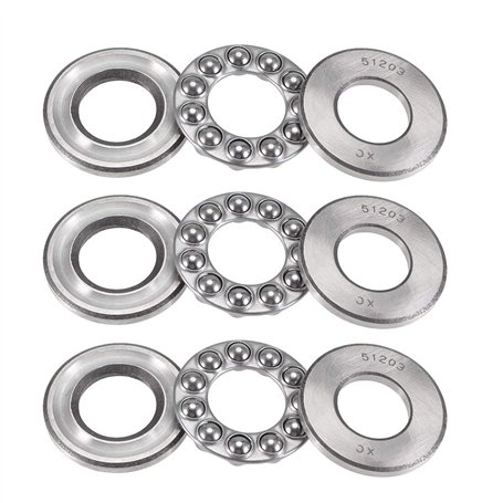 sourcing map 51203 Roulement à billes en acier au carbone 35x17x12mm 3pcs