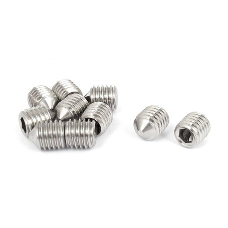 sourcingmap Vis Pointeau Conique pour Poignée de Porte Vis Sans Tête Hexagonale M10x12mm Acier Inoxydable 10 Pièces
