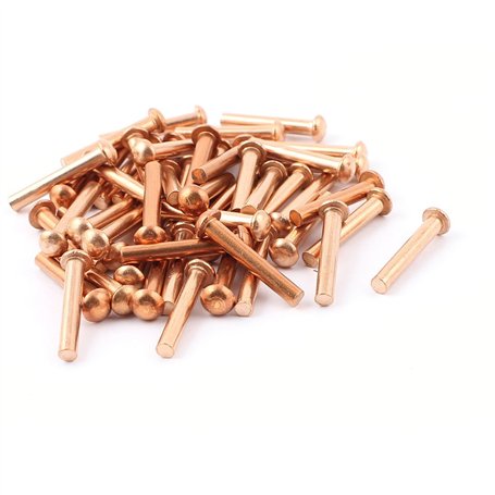 sourcing map 50pcs 5/32" x 1" cuivre tête rond fixations rivets pleins
