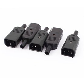 sourcing map 5Pcs IEC 320 C14 Plastique Mâle Puissance Adaptateur Recâblable Connecteur Convertor AC 250V 10A