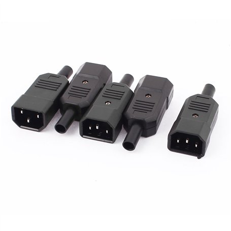 sourcing map 5Pcs IEC 320 C14 Plastique Mâle Puissance Adaptateur Recâblable Connecteur Convertor AC 250V 10A