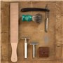 3 Pièces Strops en Cuir Kit, Paddle Strop en Cuir Double Face Bloc de Blocage avec Blanc Vert Polissage des Composés (Grande Tai