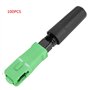 Lot de 100 connecteurs SC/APC intégrés en fibre optique rapide et rapide pour connecteurs (prise droite), Connecteur
