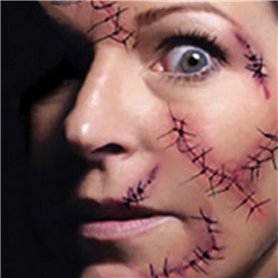 Chengzhi Tatouages ​​Temporaires (10 Feuilles) - Halloween Zombie Scars Tatouages ​​Autocollants avec Fake Scab Blood Spécial FX
