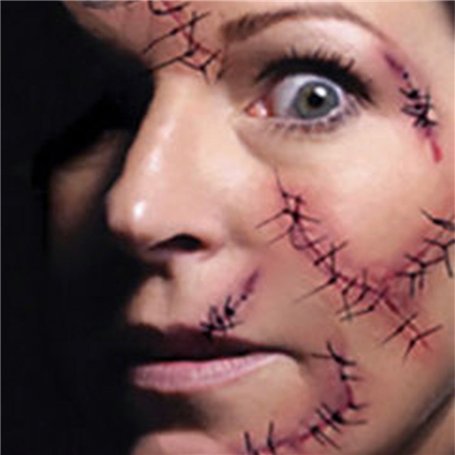 Chengzhi Tatouages ​​Temporaires (10 Feuilles) - Halloween Zombie Scars Tatouages ​​Autocollants avec Fake Scab Blood Spécial FX