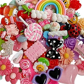 Chenkou Craft Assortiment de 50 boutons en résine à dos lisse pour scrapbooking