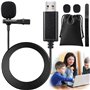 Microphone USB, Gyvazla omnidirectionnel condensateur Lavalier Clip On Mic pour ordinateur, ordinateur portable, podcast, interv