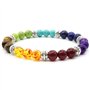Perles de Pierre Bracelet Turquoise Naturelle 7 Reiki Chakra Élastique Tibétain Perles de Couleur