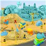 ESSENSON Sable Magique - 3lbs de Sable Avec 2 Couleurs, 6 Camions de Construction, Jouets et Panneaux de Construction, Bac à Sab