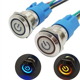 CESFONJER 2 Pcs 12V Verrouillage Bouton-poussoir | LED Démarrage Bouton | ON/OFF Commutateur Bouton Auto-bloquant en Acier Inoxy