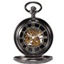 TREEWETO Montre De Poche avec Chaîne pour Hommes Femmes Rétro Mécanique Squelette Analogique À Remontage Manuel Antique Loupe Co