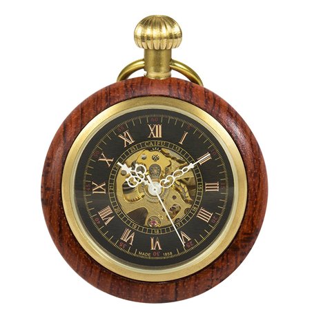 TREEWETO Montre de Poche mécanique en Bois à Chiffres Romains
