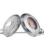 TREEWETO Montre de Poche avec chaîne Steampunk Squelette Mécanique Full Hunter Argent