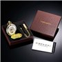 TREEWETO Montre de Poche Or Full Hunter Squelette Cadran mécanique Montre de Poche pour Homme Femme