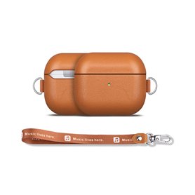 Haobobro Étui en Cuir avec dragonne Amovible pour Apple AirPods (3ᵉ génération) - Fabriqué à la Main - Cover Protection AirPods