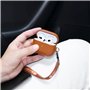 Haobobro Étui en Cuir avec dragonne Amovible pour Apple AirPods (3ᵉ génération) - Fabriqué à la Main - Cover Protection AirPods 