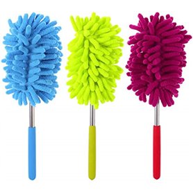 CHUANGOU Plumeau Poussiere Microfibre avec Tige télescopique pour éliminer la poussière et Les Taches sur Les fenêtres et Les Me