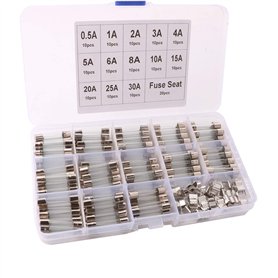 FULARR 150Pcs 6X30mm Professionnel Voiture Fast-Souffler Verre Tube Fusible Kit: 130Pcs Rapide Coup Verre Tube Fusible + 20Pcs F