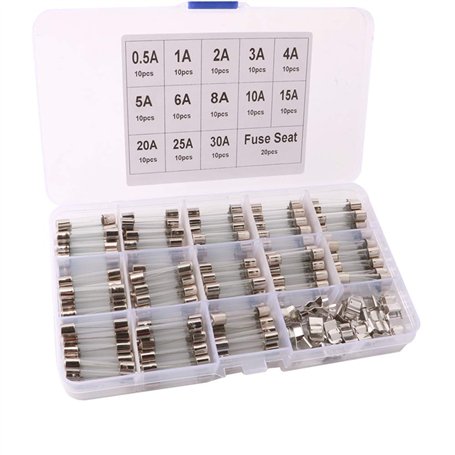 FULARR 150Pcs 6X30mm Professionnel Voiture Fast-Souffler Verre Tube Fusible Kit: 130Pcs Rapide Coup Verre Tube Fusible + 20Pcs F