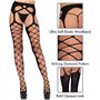Leg Avenue 177822001 Collant Porte-Jarretelles Opaque avec Résille Criss Cross à l'Avant Noir Taille Unique 36-40