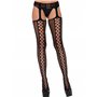 Leg Avenue 1776 Collant Porte-Jarretelles Résille Criss Cross avec Couture Arrière Noir Taille Unique 36-40 177622001