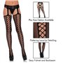 Leg Avenue 1776 Collant Porte-Jarretelles Résille Criss Cross avec Couture Arrière Noir Taille Unique 36-40 177622001