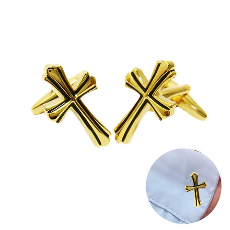 TINGWEN Classique Brillant Métal Boutons de Manchettes Homme Boutons de manchette croix rétro à la mode Boutons de Manchette Che