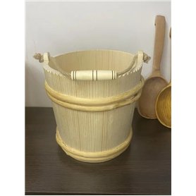 Seau de sauna traditionnel en bois de pin naturel avec poignée en corde de 7 litres
