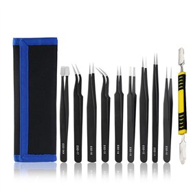 DXIA Lot de 10 Brucelles Anti-statique Pincettes