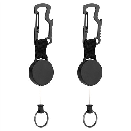 MengH-SHOP Porte-Clé Rétractable Mousqueton Clip Clé avec Cordon en Fil D'acier Multioutil pour Homme Clés Carte D'identité 2 Pi