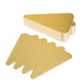 Planches à Gâteaux à la Mousse Supports à Gâteau Triangulaire en Carton Doré Jetable Plateau de Desserts Assiettes en Papier à B