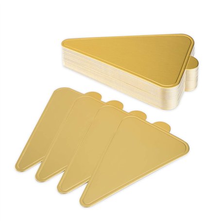 Planches à Gâteaux à la Mousse Supports à Gâteau Triangulaire en Carton Doré Jetable Plateau de Desserts Assiettes en Papier à B